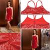 imagePerfashion Girls Sequin Dress Adjustable Spaghetti Strap Pencil Cami Midi Bodycon Dress Sparkly Party 615YRed251