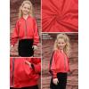 imagePerfashion Satin Bomber Jacket for Girls Zip Up Varsity Cropped Coat Sparkly Windbreaker with Pockets 413YSatin Red 53906