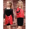 imagePerfashion Satin Bomber Jacket for Girls Zip Up Varsity Cropped Coat Sparkly Windbreaker with Pockets 413YSatin Red 53906
