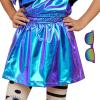 imagePerfashion Girls Metallic Wrap Skirt Sparkly Dance ALine Elastic Waist Skirt with Sunglasses 313 YearsBlue454