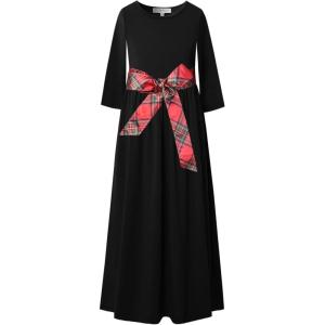 imagePerfashion Girls Maxi DressCottonCasualSleevelessLong Sleeve Crew Neck 615YBlack  Belt