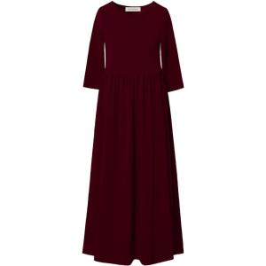 imagePerfashion Girls Maxi DressCottonCasualSleevelessLong Sleeve Crew Neck 615YBurgundy