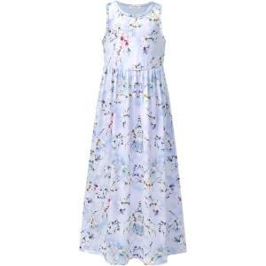 imagePerfashion Girls Maxi DressCottonCasualSleevelessLong Sleeve Crew Neck 615YInk Painting K36