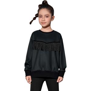 imagePerfashion Girls Novelty Hoodies Kids Pullover Sweatershirts 413YearsGrayblackregular Thickness