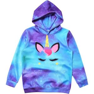 imagePerfashion Girls Novelty Hoodies Kids Pullover Sweatershirts 413YearsStarry Unicorn