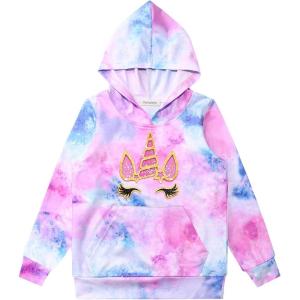 imagePerfashion Girls Novelty Hoodies Kids Pullover Sweatershirts 413YearsTie Dye Unicorn 4