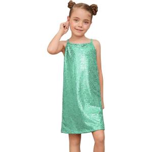 imagePerfashion Girls Sequin Dress Adjustable Spaghetti Strap Pencil Cami Midi Bodycon Dress Sparkly Party 615YBlue251