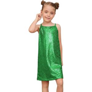 imagePerfashion Girls Sequin Dress Adjustable Spaghetti Strap Pencil Cami Midi Bodycon Dress Sparkly Party 615YGreen251