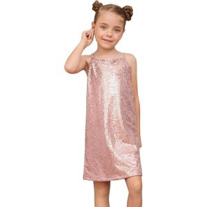 imagePerfashion Girls Sequin Dress Adjustable Spaghetti Strap Pencil Cami Midi Bodycon Dress Sparkly Party 615YPink251