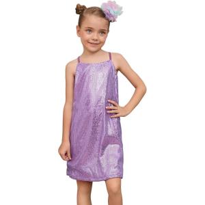 imagePerfashion Girls Sequin Dress Adjustable Spaghetti Strap Pencil Cami Midi Bodycon Dress Sparkly Party 615YPurple251