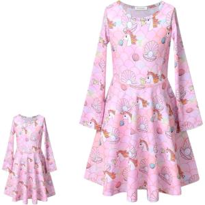 imagePerfashion Matching GirlsampampDolls SleevelessLong Sleeve ALine Dresses Unicorn Festival SkirtsUnicornmermaid M82