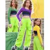 imagePerfashion Girls Mesh Crop Top 3 Pack Long Sleeve Shirts for Teen Trendy Hip Hop Dance Outfits 413YGreenyellowpurple3 Pack Long Sleeve  No Vest