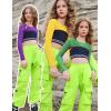 imagePerfashion Girls Mesh Crop Top 3 Pack Long Sleeve Shirts for Teen Trendy Hip Hop Dance Outfits 413YGreenyellowpurple3 Pack Long Sleeve  No Vest