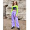 imagePerfashion Girls Mesh Crop Top 3 Pack Long Sleeve Shirts for Teen Trendy Hip Hop Dance Outfits 413YPinkgreenblue3 Pack Long Sleeve  No Vest