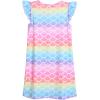 imagePerfashion Girls Nightgowns Soft Sleepwear Nightdress Flutter Sleeve KittenRabbit Pajamas 413 YearsRainbow Mermaid