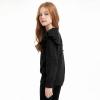 imagePerfashion Girls Pullover Sweaters Ruffle Long Sleeve Soft Slouchy Solid Knit Tops Warm 613Y