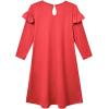 imagePerfashion Girls Ruffle Swing Dresses ShortLong Sleeve Cotton with Pit Bar Casual Dress for 413 Years