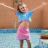 imagePerfashion Swimwear Cover Up for Girls Terry Swim Cover Ups Hooded Kids Zipup CoverupsLake Bluepink