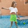imagePerfashion Swimwear Cover Up for Girls Terry Swim Cover Ups Hooded Kids Zipup CoverupsWhitegreen