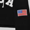 imagePerfashion Women Sweatshirt Crop Top Hoodie Long Sleeve SweatshirtsFlag Black Hoody