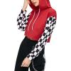 imagePerfashion Women Sweatshirt Crop Top Hoodie Long Sleeve SweatshirtsRed