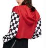 imagePerfashion Women Sweatshirt Crop Top Hoodie Long Sleeve SweatshirtsRed