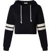 imagePerfashion Women Sweatshirt Crop Top Hoodie Long Sleeve SweatshirtsStriped Black Hoodie