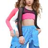 imagePerfashion Girls Mesh Crop Top 3 Pack Long Sleeve Shirts for Teen Trendy Hip Hop Dance Outfits 413YBlackwhitepink3 Pack Long Sleeve  No Vest