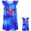 imagePerfashion UnicornMermaid Nightgowns Matching GirlsampampDolls Summer Flutter Sleeve Pajamas