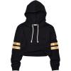 imagePerfashion Women Sweatshirt Crop Top Hoodie Long Sleeve SweatshirtsChampagne Gold Stripe