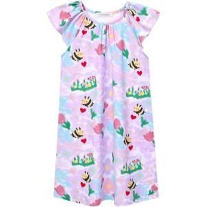imagePerfashion Girls Nightgowns Soft Sleepwear Nightdress Flutter Sleeve KittenRabbit Pajamas 413 YearsBees in Flower M93