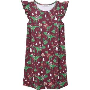 imagePerfashion Girls Nightgowns Soft Sleepwear Nightdress Flutter Sleeve KittenRabbit Pajamas 413 YearsDinosaurburgundy M94
