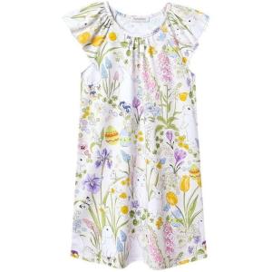 imagePerfashion Girls Nightgowns Soft Sleepwear Nightdress Flutter Sleeve KittenRabbit Pajamas 413 YearsGarden Rabbit S30
