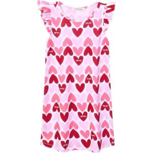 imagePerfashion Girls Nightgowns Soft Sleepwear Nightdress Flutter Sleeve KittenRabbit Pajamas 413 YearsValentine G77