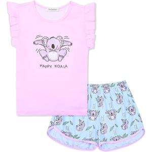 imagePerfashion Girls Pajama Sets Flutter Sleeve Ruffles Soft Pjs Size 413 Years SleepwearKoala U30
