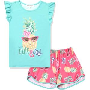 imagePerfashion Girls Pajama Sets Flutter Sleeve Ruffles Soft Pjs Size 413 Years SleepwearPineapple V94