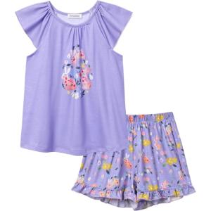 imagePerfashion Girls Pajama Sets Flutter Sleeve Ruffles Soft Pjs Size 413 Years SleepwearPurplerabbit Eggs Y86