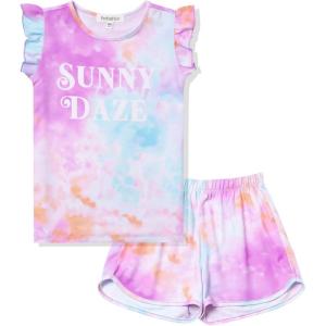imagePerfashion Girls Pajama Sets Flutter Sleeve Ruffles Soft Pjs Size 413 Years SleepwearTie Dye T75