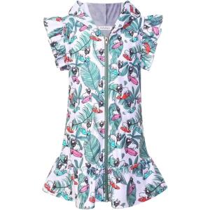 imagePerfashion Swimwear Cover Up for Girls Terry Swim Cover Ups Hooded Kids Zipup CoverupsSurfing Dog S32
