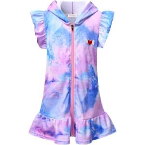imagePerfashion Swimwear Cover Up for Girls Terry Swim Cover Ups Hooded Kids Zipup CoverupsTie Dye R94