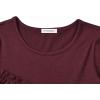 imageGirls Long Sleeve Ruffle Tops Winter Tunic Fall Tops Round Neck Blouse Solid ColorBurgundy