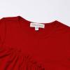 imageGirls Long Sleeve Ruffle Tops Winter Tunic Fall Tops Round Neck Blouse Solid ColorRed