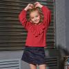 imageGirls Long Sleeve Ruffle Tops Winter Tunic Fall Tops Round Neck Blouse Solid ColorRed52