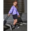 imageGirls Long Sleeve Ruffle Tops Winter Tunic Fall Tops Round Neck Blouse Solid ColorTiedye Purple M90