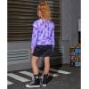imageGirls Long Sleeve Ruffle Tops Winter Tunic Fall Tops Round Neck Blouse Solid ColorTiedye Purple M90