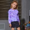 imageGirls Long Sleeve Ruffle Tops Winter Tunic Fall Tops Round Neck Blouse Solid ColorTiedye Purple M90