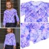 imageGirls Long Sleeve Ruffle Tops Winter Tunic Fall Tops Round Neck Blouse Solid ColorTiedye Purple M90