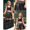 imagePerfashion Girls Bubble Skirt Metallic Puff Balloon Cute Mini Skorts Dance Outfits with Shorts 413YBlack 13914