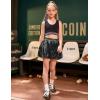 imagePerfashion Girls Bubble Skirt Metallic Puff Balloon Cute Mini Skorts Dance Outfits with Shorts 413YBlack 13914