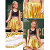 imagePerfashion Girls Bubble Skirt Metallic Puff Balloon Cute Mini Skorts Dance Outfits with Shorts 413YGold 03914